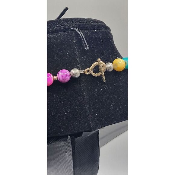 Vintage Bright Graduated Ceramic Enamel Beaded Necklace 17.5in - Picture 3 of 5